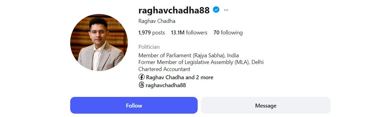 Raghav Chadha Instagram Followers